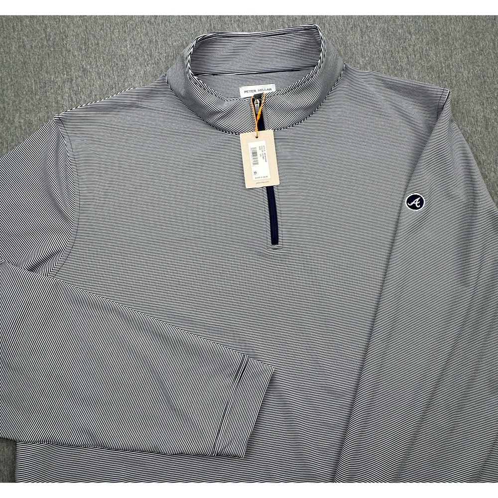 Peter Millar Atlanta Braves Perth Sugar Stripe 1/4 Zip Mens 3XL Performance New